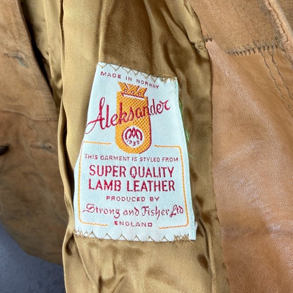 Vintage Aleksander Lamb Skin Tan Belted Coat Strong & Fisher Norway Women’s Sz S - Picture 3 of 6